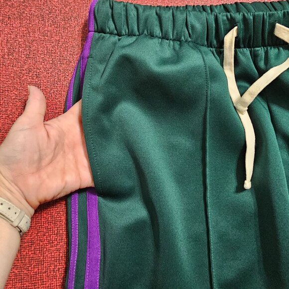 Ovadia & Sons Green Track Pants L Purple Double Side Stripe Athleisure Designer - Picture 11 of 11